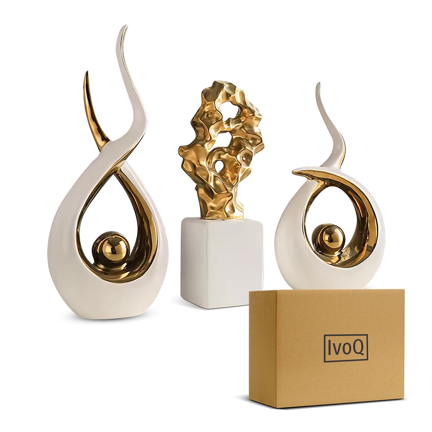 IvoQ Keramische Decoratie Beelden Set - Modern en Luxe - Perfect Cadeau