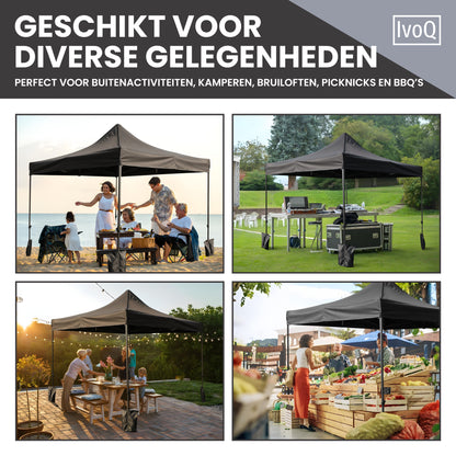 IvoQ Partytent 3x3 m Zwart Waterdicht