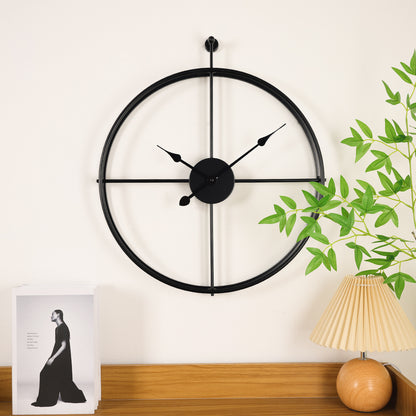 IvoQ Wandklok Zwart Industrieel Metaal 60 cm