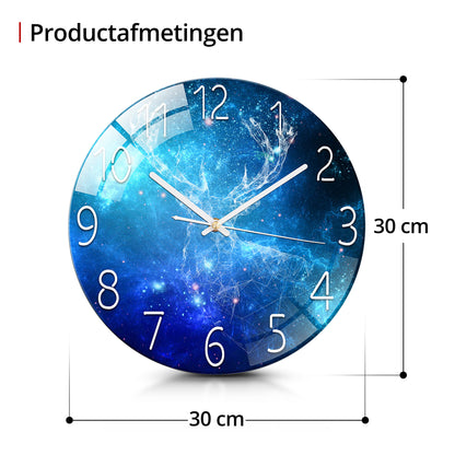 IvoQ Stille Wandklok Blauwe Sterrenhemel 3D Ø 30 cm