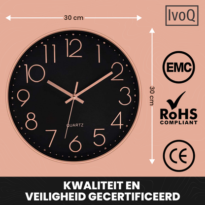 IvoQ Wandklok Zwart Koper Ø30 cm