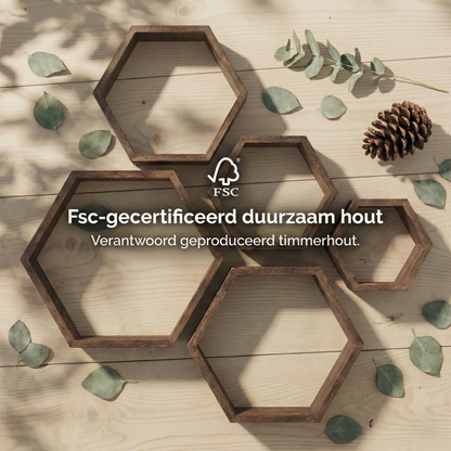 IvoQ Hexagon Wandplanken Set van 5