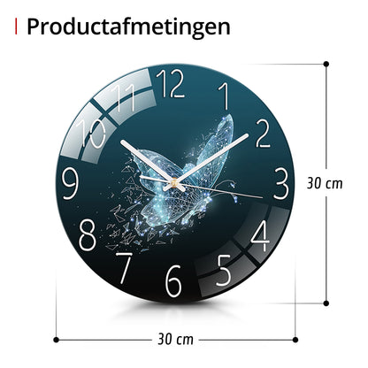 IvoQ Stijlvolle Groene Klok met Vlinder Design Ø 30 cm