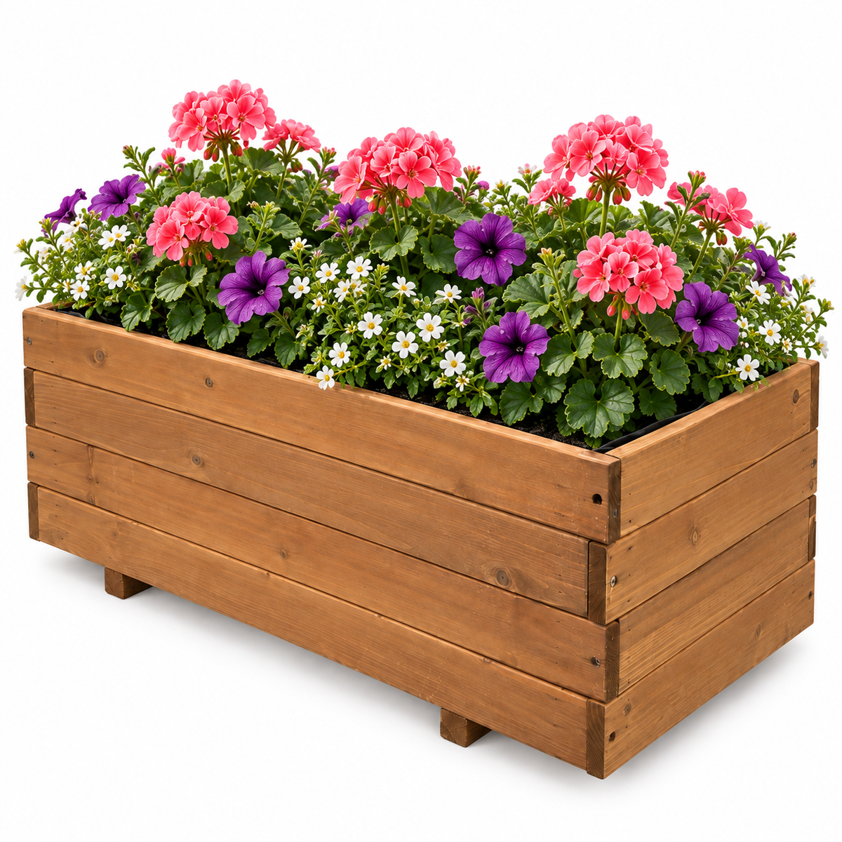 IvoQ Houten Plantenbak – 80 x 40 x 32 cm – FSC Hout – Voor Groenten, Bloemen & Kruiden – Met Drainage en Vlieszak – Voor Tuin & Balkon