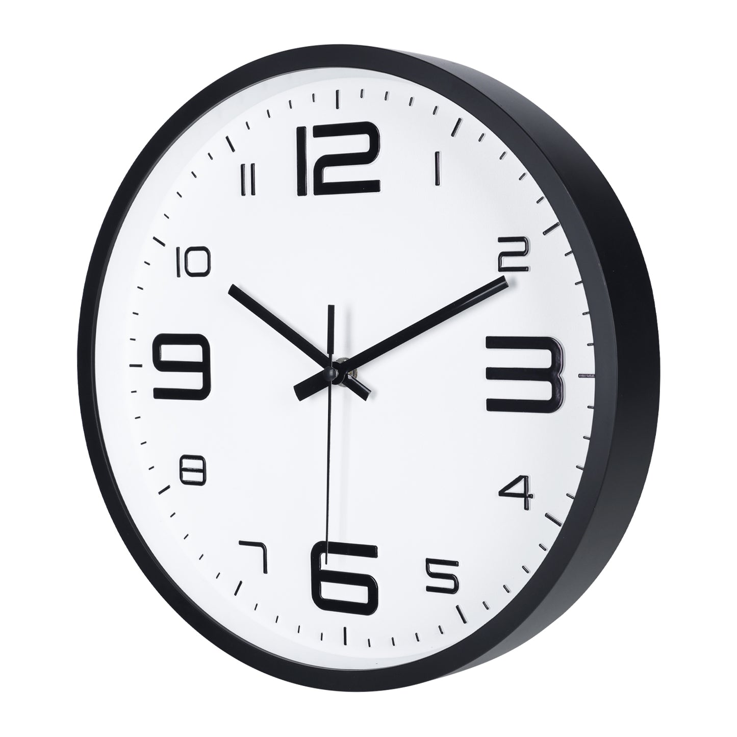 IvoQ 3D Wandklok Modern - Stil Uurwerk - Goed Leesbaar - Analoge Muurklok - Zwart/Wit - 30 cm