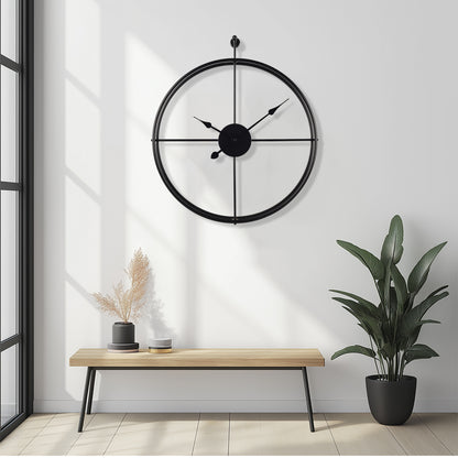 IvoQ Wandklok Zwart Industrieel Metaal 60 cm