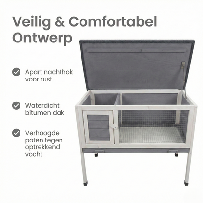 IvoQ Konijnenhok Hout 91,5x45x70 cm FSC
