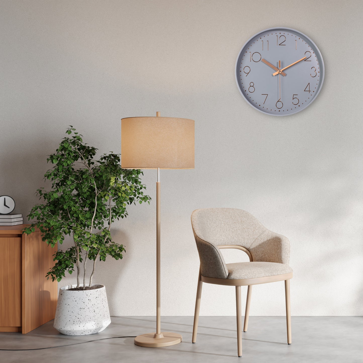 IvoQ Moderne Wandklok - Ø 30 cm - Grijs - Stijlvol Minimalisme - Perfecte Tijdsaanduiding