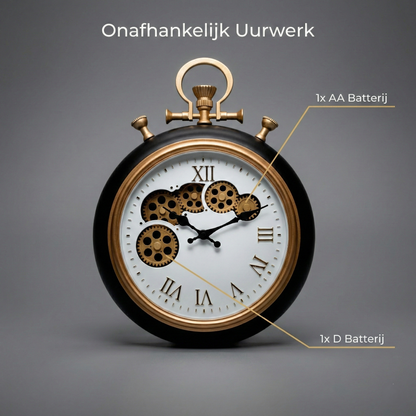 IvoQ Industriële Wandklok met Bewegende Tandwielen Ø 30 cm