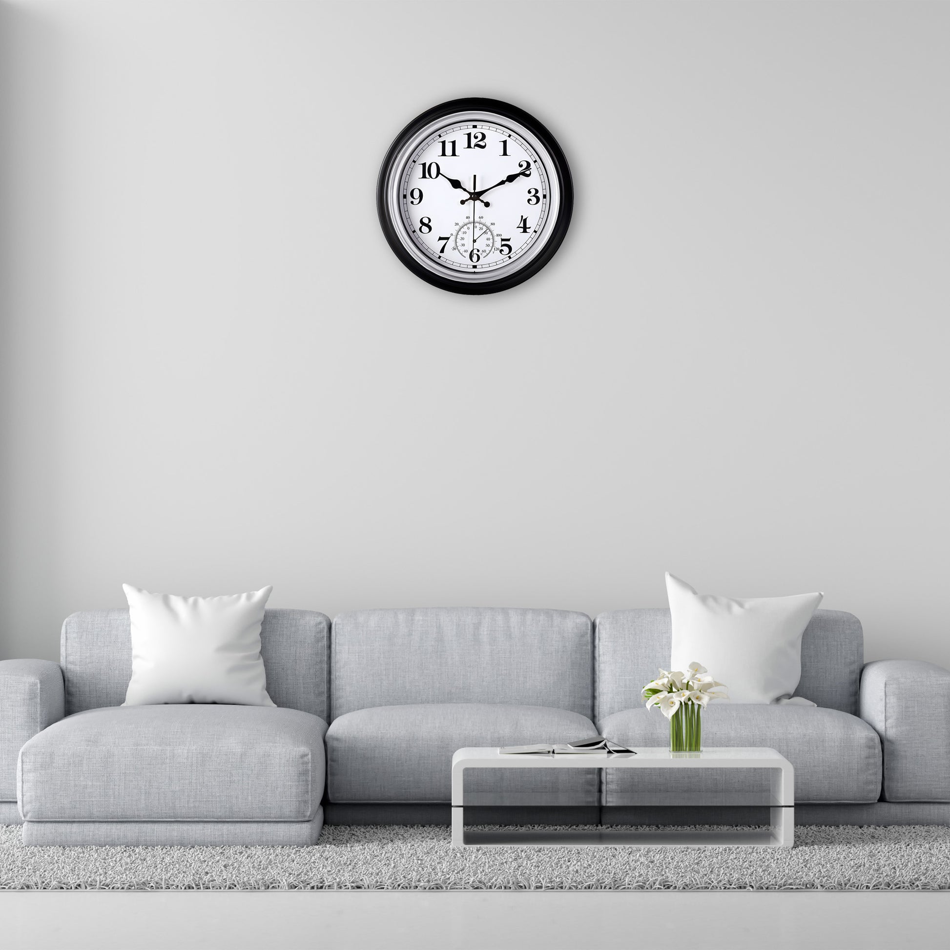 IvoQ Vintage Wandklok met Thermometer voor Binnen/Buiten Ø 30 cm-IvoQ