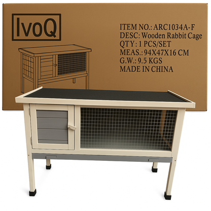 IvoQ Konijnenhok Hout 91,5x45x70 cm FSC