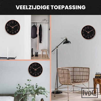 IvoQ Wandklok Zwart Koper Ø30 cm