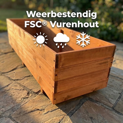 IvoQ Houten Plantenbakken Set van 4 – 120x40x32 cm – FSC Hout