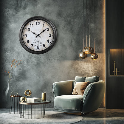 IvoQ Wandklok Waterdicht Vintage Met Thermometer 40 cm
