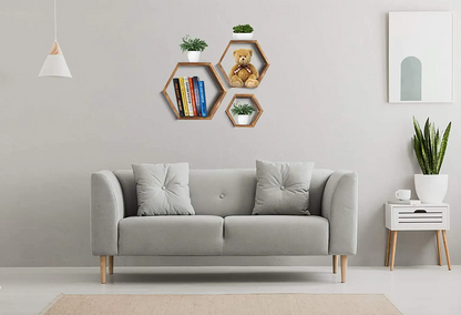 IvoQ Wandplanken Hexagon Set 3 stuks