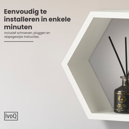 IvoQ Wandplanken Hexagon Set 3 stuks Wit-IvoQ