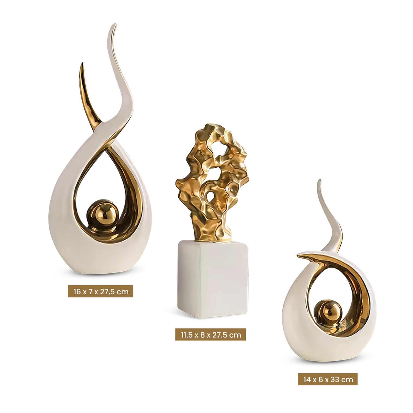 IvoQ Keramische Decoratie Beelden Set - Modern en Luxe - Perfect Cadeau