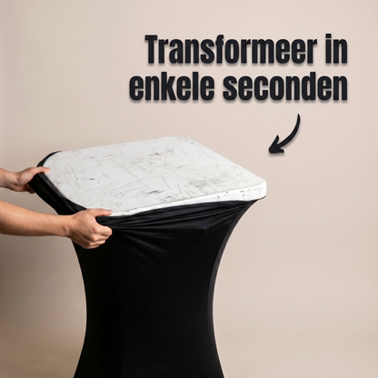 IvoQ Statafelrok Zwart - Set van 2 - ∅ 80x110 cm - Extra Dikke Statafelhoes - Luxe Stretch Tafelrok - Kreukvrij