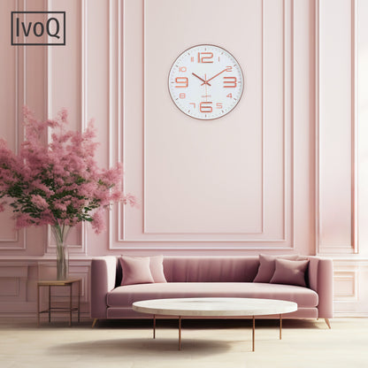 IvoQ Stijlvolle Wandklok Wit/Koper Ø30 cm