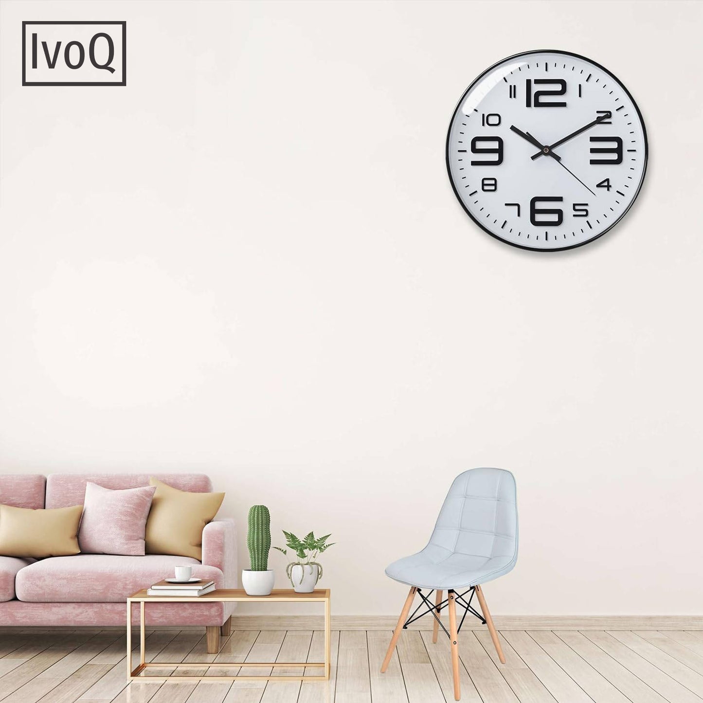 IvoQ Stijlvolle Wandklok - Modern Design - 30 cm - Wit - Stille klok