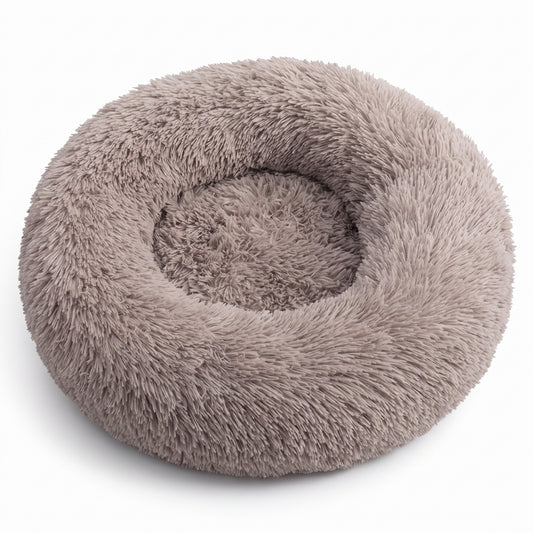 IvoQ Hondenmand Rond Ø 60 cm – Fluffy Donut Hondenbed met Hoge Zachte Rand – Beige – Voor Kleine Honden en Katten