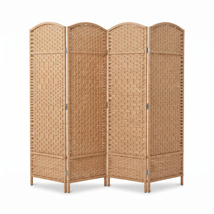 IvoQ Kamerscherm – 4 Panelen – 170 x 160 cm – Opvouwbare Roomdivider – Naturel Bruin