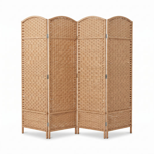 IvoQ Kamerscherm – 4 Panelen – 170 x 160 cm – Opvouwbare Roomdivider – Naturel Bruin