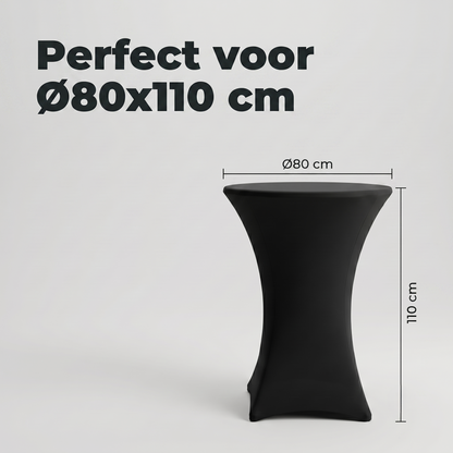 IvoQ Statafelrok Zwart - Set van 2 - ∅ 80x110 cm - Extra Dikke Statafelhoes - Luxe Stretch Tafelrok - Kreukvrij
