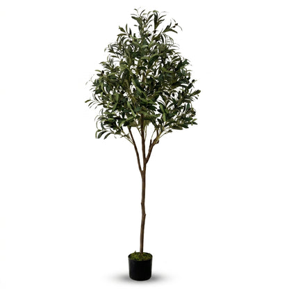 IvoQ Kunst Olijfboom 180 cm - Realistische Kunstplant met Pot en Olijven