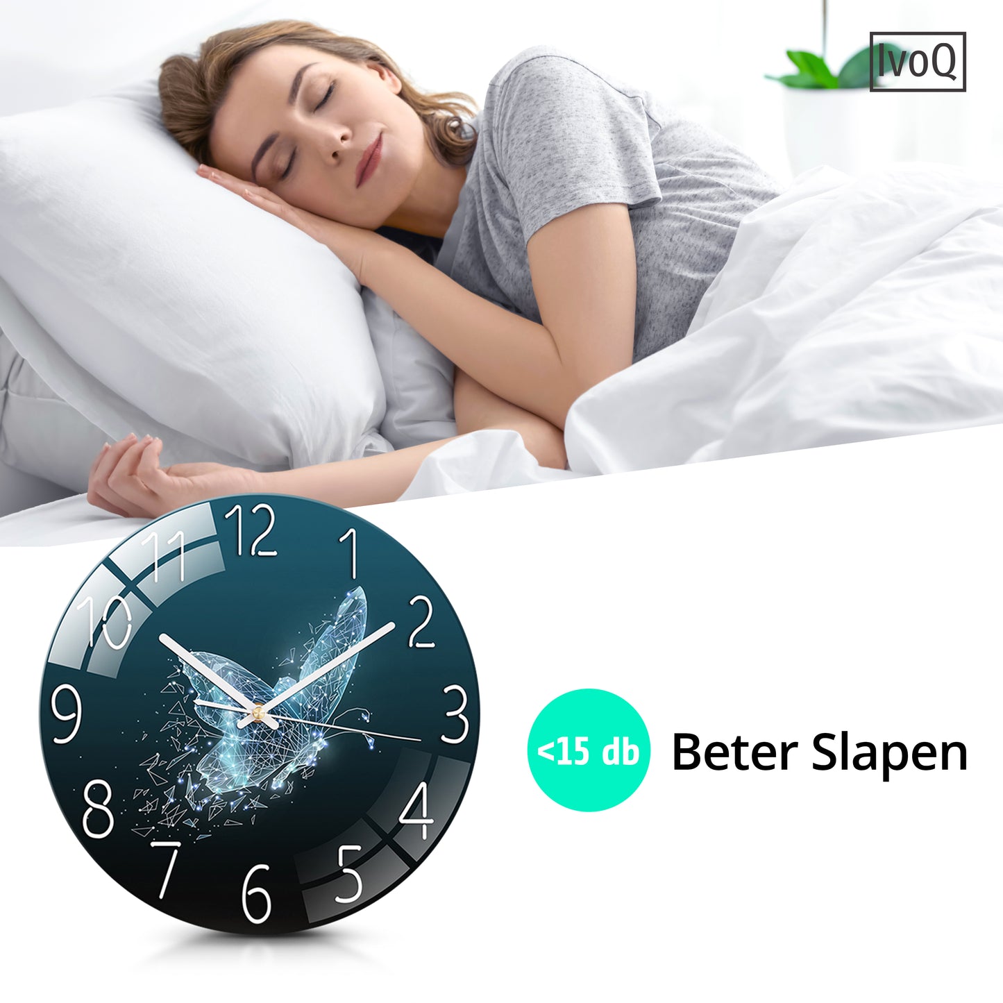 IvoQ Stijlvolle Groene Klok met Vlinder Design – 30 cm – Perfect Voor Elke Kamer