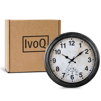 IvoQ Wandklok Waterdicht Vintage Met Thermometer 40 cm