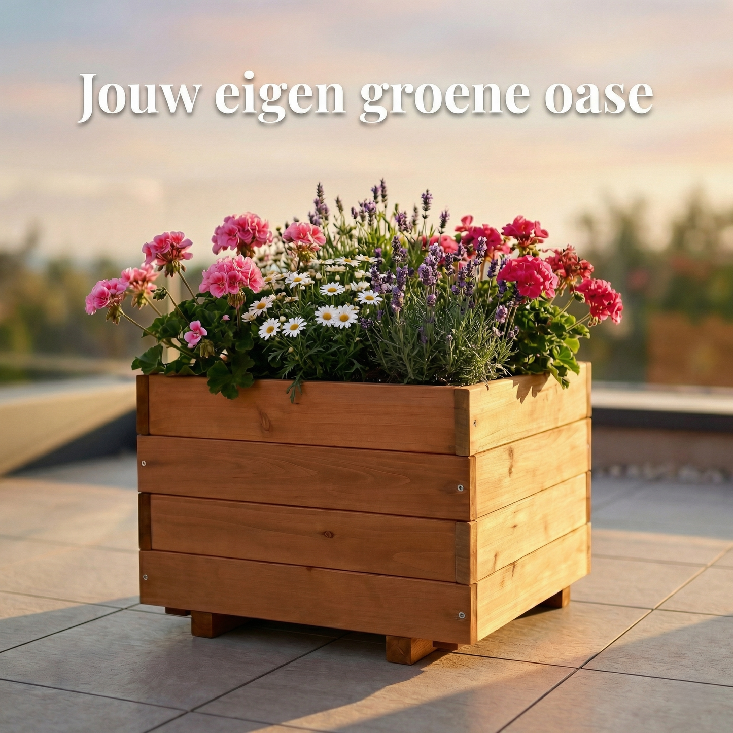 IvoQ Vierkante Plantenbak Hout - FSC Gecertificeerd - 40x40x32 cm