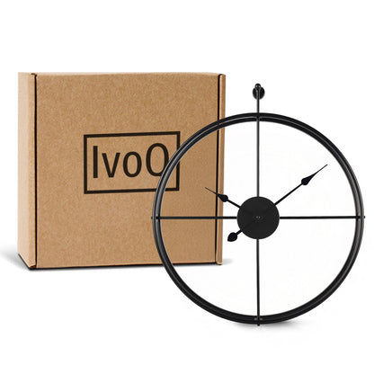 IvoQ Wandklok Zwart Industrieel Metaal 60 cm