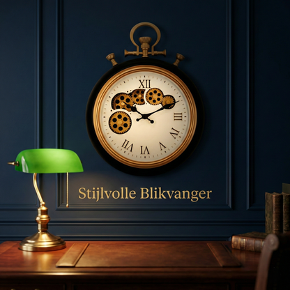 IvoQ Industriële Wandklok met Bewegende Tandwielen Ø 30 cm