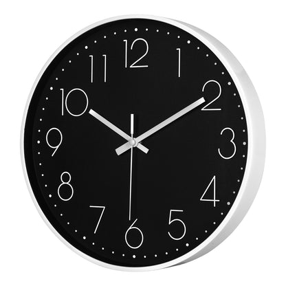 IvoQ Moderne Wandklok - 30 cm - Zwart/Wit - Goed Leesbaar - 3D Cijfers - Muurklok
