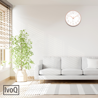 IvoQ Stijlvolle Wandklok Wit/Roze Ø30 cm