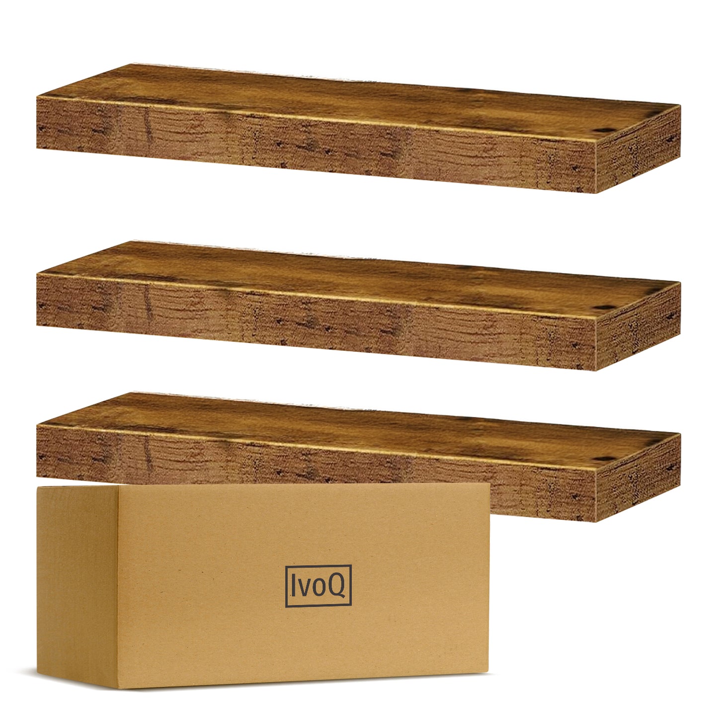 IvoQ Houten Zwevende Wandplanken - Set van 3 - Moderne Boerderij Stijl - Perfect voor Woonkamer, Badkamer, Keuken