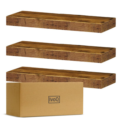 IvoQ Zwevende Wandplanken Set Hout 3 stuks