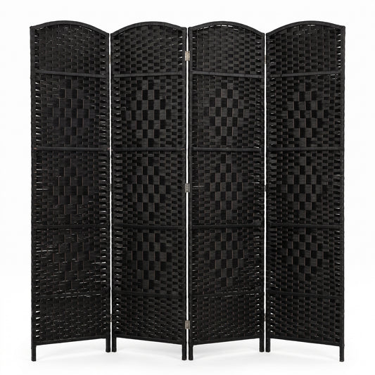 IvoQ Kamerscherm Zwart – Roomdivider – 4 Panelen – 170 x 160 cm