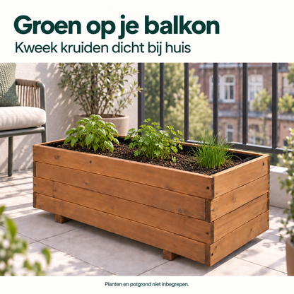 IvoQ Houten Plantenbak – 80 x 40 x 32 cm – FSC Hout – Voor Groenten, Bloemen & Kruiden – Met Drainage en Vlieszak – Voor Tuin & Balkon