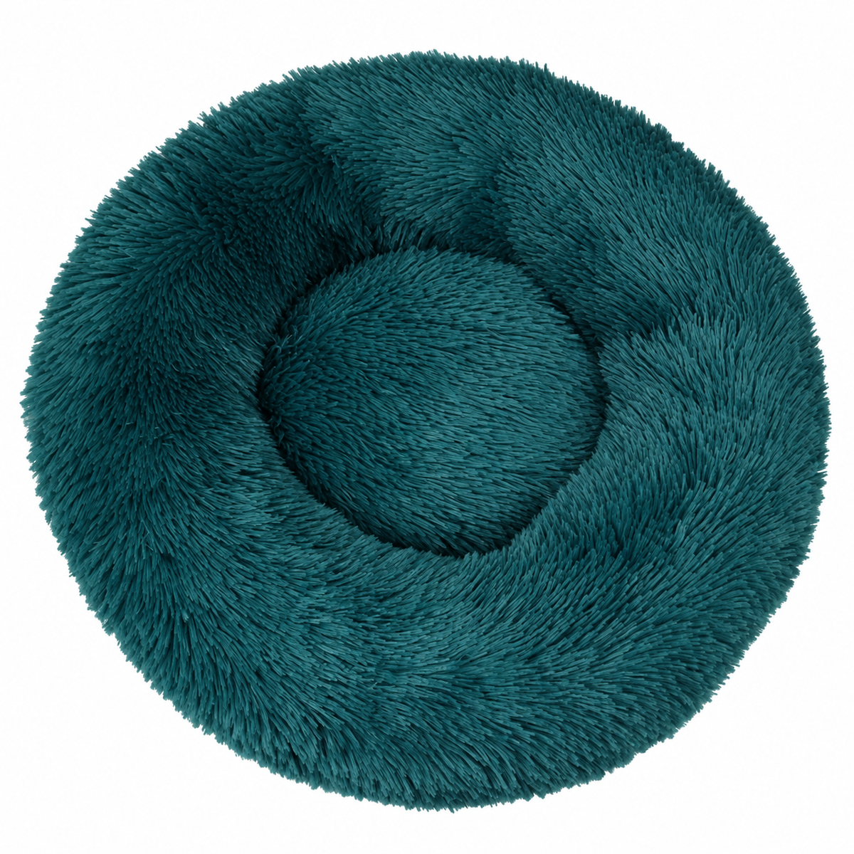 IvoQ Hondenmand Donut - Kattenmand - Zacht Pluche - Verhoogde Rand - Ø 50 cm - Petrolblauw