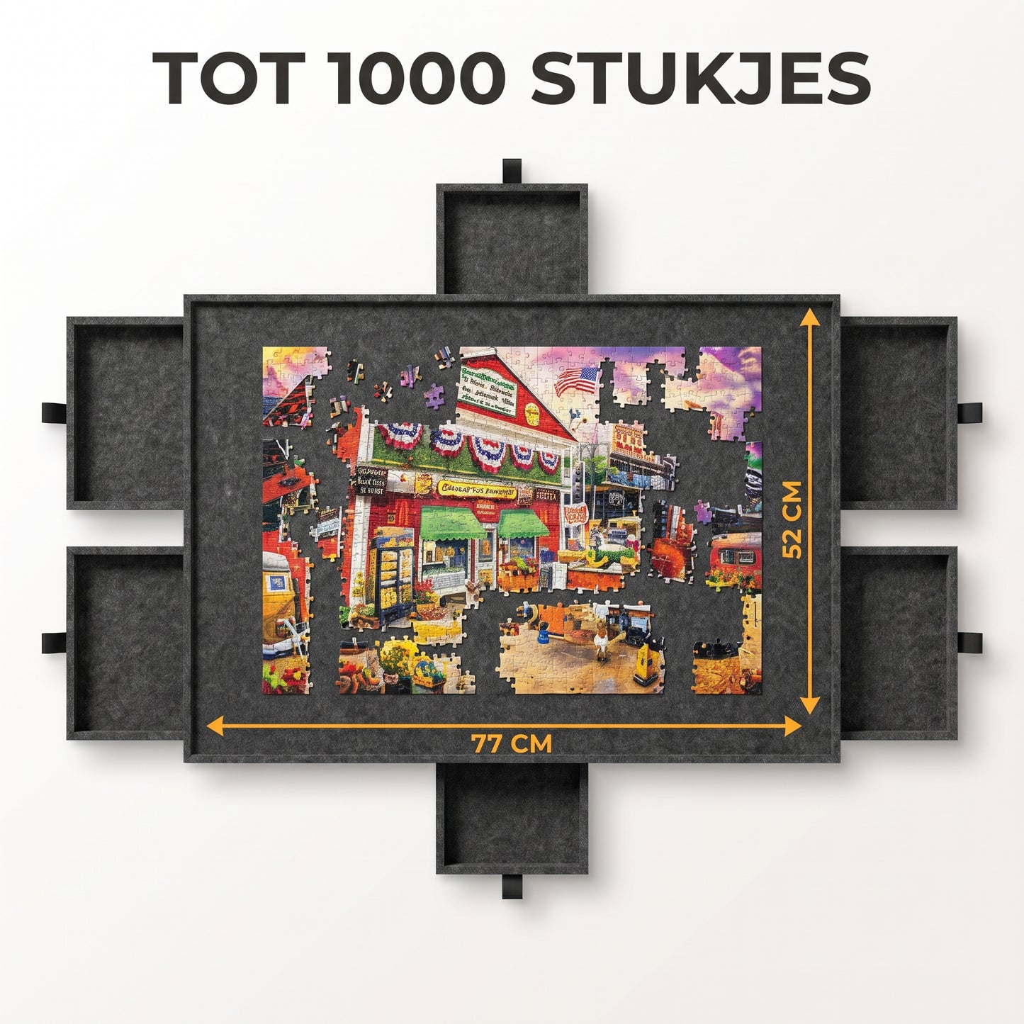 IvoQ Puzzelbord - 1000 Stukjes - 6 Sorteerlades met Standaard