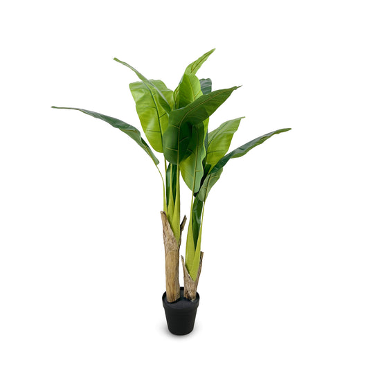 IvoQ Kunstboom Bananenplant 120 cm - Decoratieve Bananenboom voor Binnen - Onderhoudsvrije Groenblijver