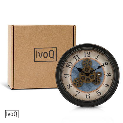 IvoQ Steampunk Wandklok met Bewegende Tandwielen 32 cm