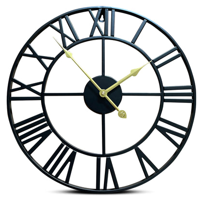 IvoQ Wandklok Zwart Romeins Gouden Wijzers 40 cm