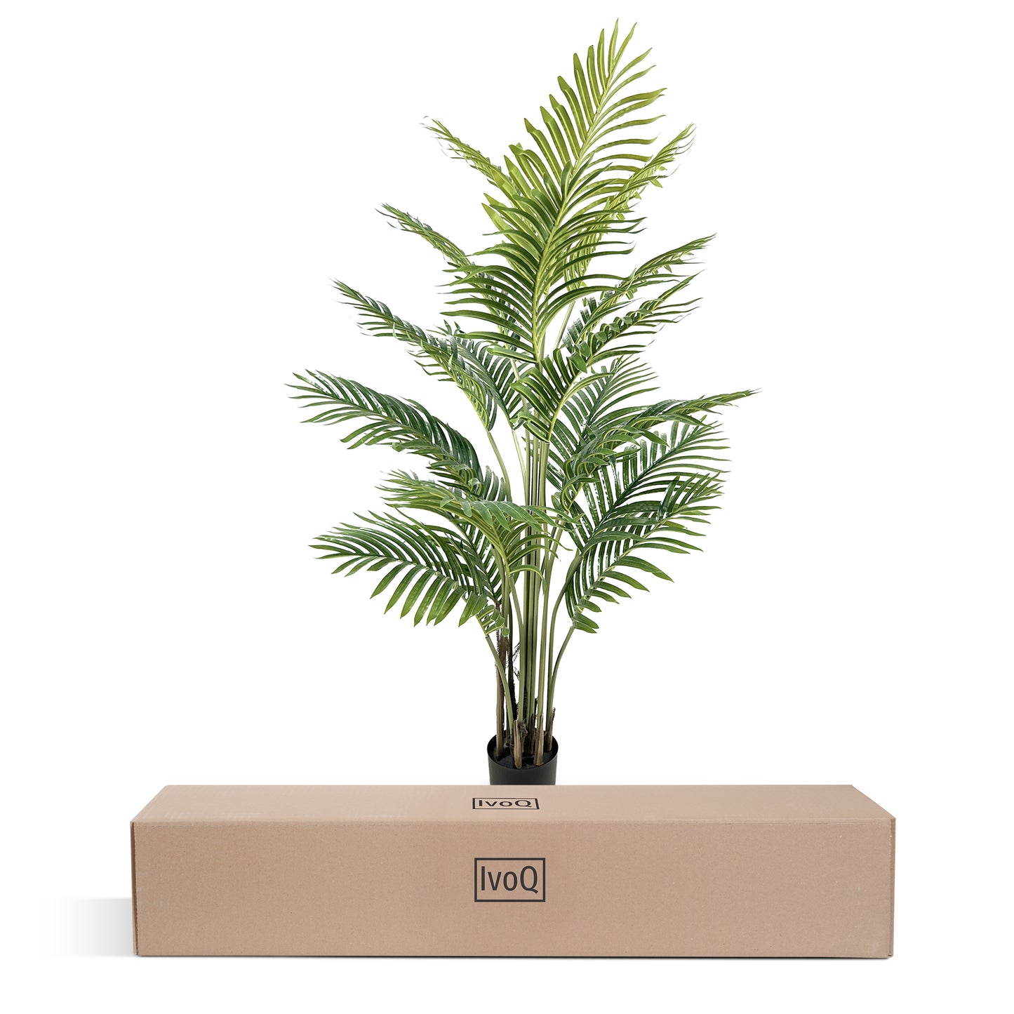 IvoQ Kunstpalm 150 cm – Levensechte Kunst Palmboom – Tropische Vibes zonder Gedoe – Kunstboom Voor Binnen en Buiten – Onderhoudsvrij – Nep Palmboom