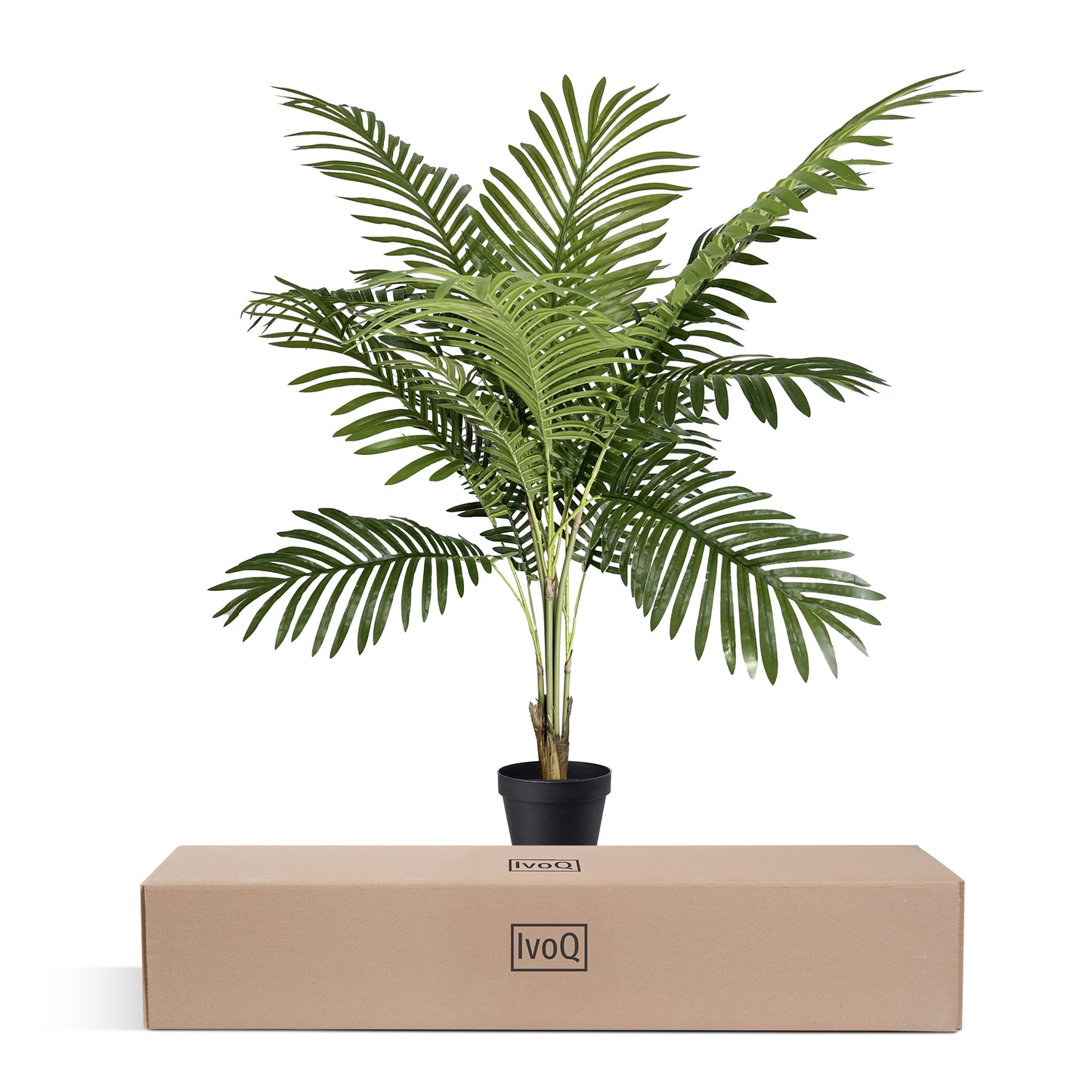 IvoQ Kunst Palmboom 90 cm – Onderhoudsvrij – Sfeervolle Kamerplant – Perfect voor Woonkamer, Slaapkamer, etc. – Kunstpalm – Decoratieve Kunstplant