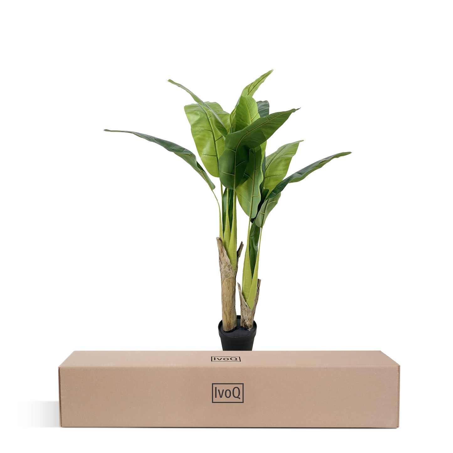 IvoQ Kunstboom Bananenplant 120 cm - Decoratieve Bananenboom voor Binnen - Onderhoudsvrije Groenblijver