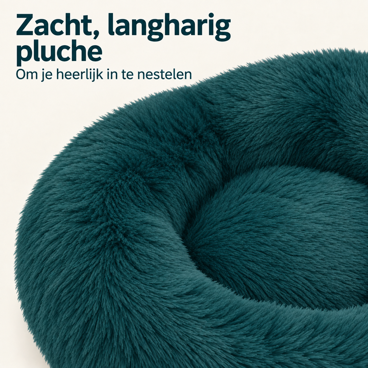 IvoQ Donut Hondenmand 100 cm - Fluffy Hondenkussen - Zacht Pluche - Verhoogde Rand - Petrolblauw