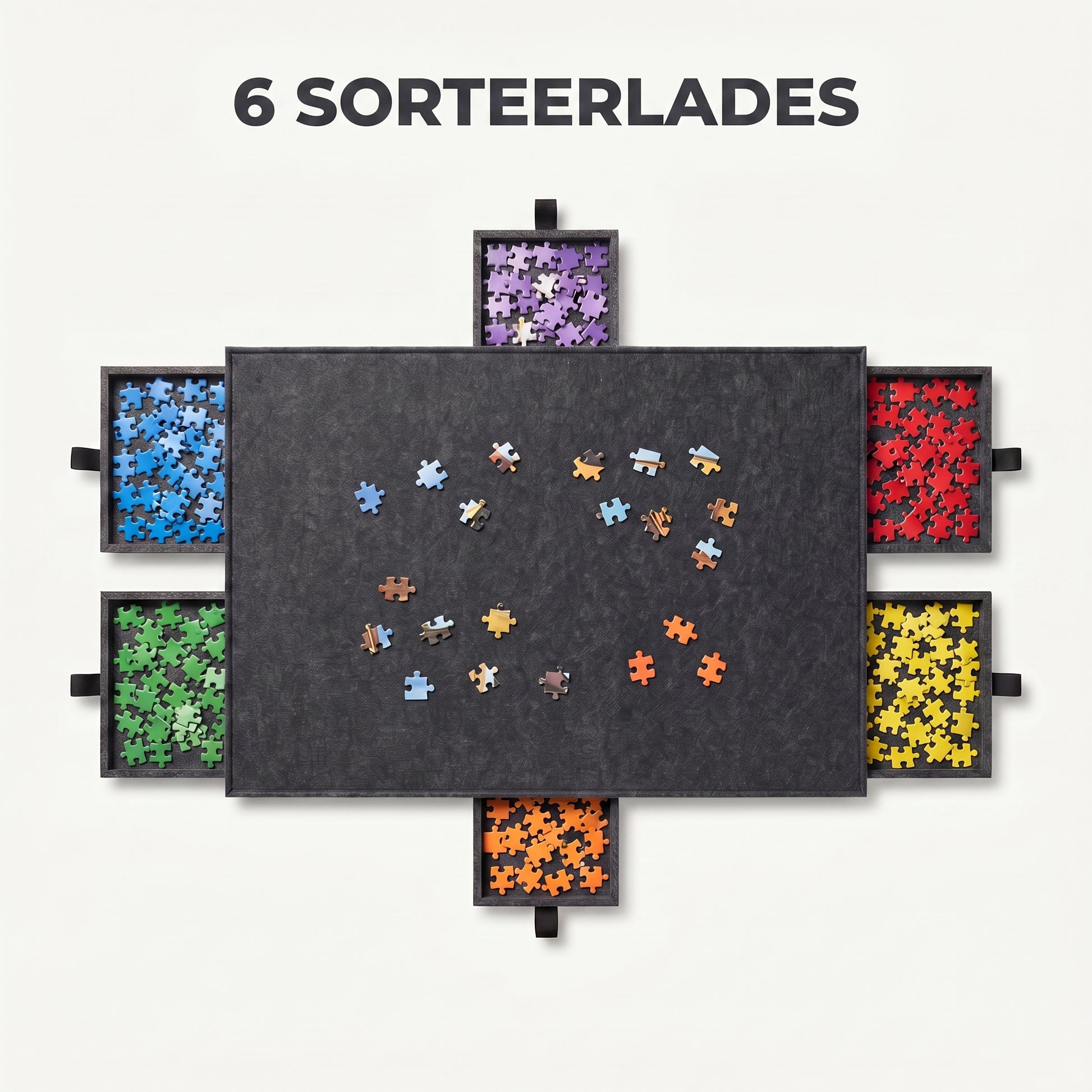 IvoQ Puzzelbord - 1000 Stukjes - 6 Sorteerlades met Standaard